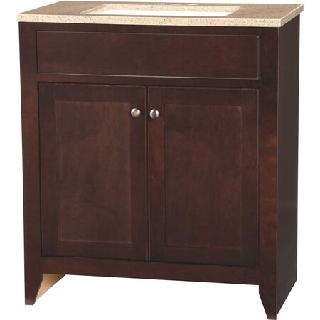 Glacier Bay Modular 30.5 in. W Bath Vanity in Java with Solid Surface Vanity Top in Cappuccino with White Sink PPDEC30-JVM